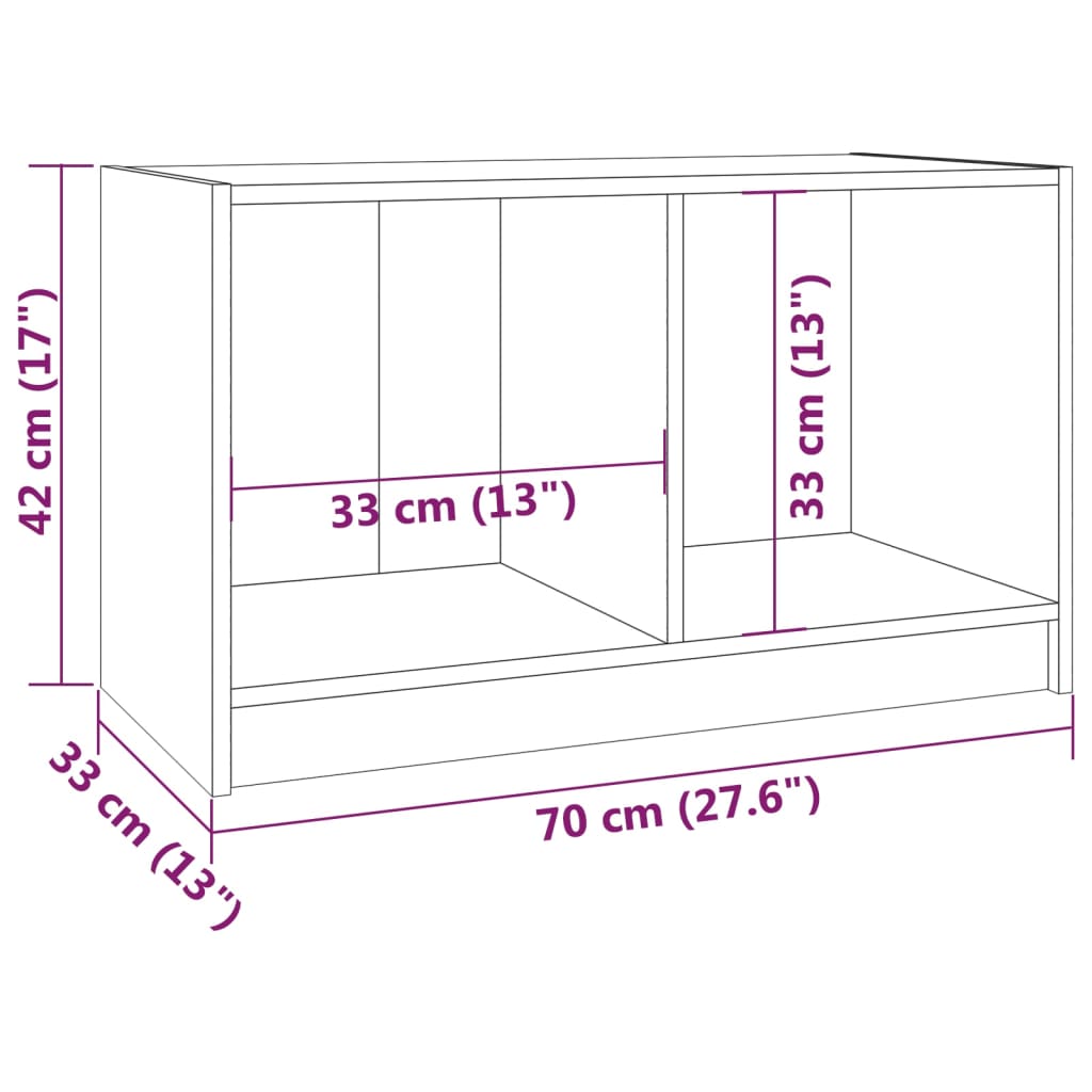 vidaXL TV Cabinet Black 70x33x42 cm Solid Pinewood