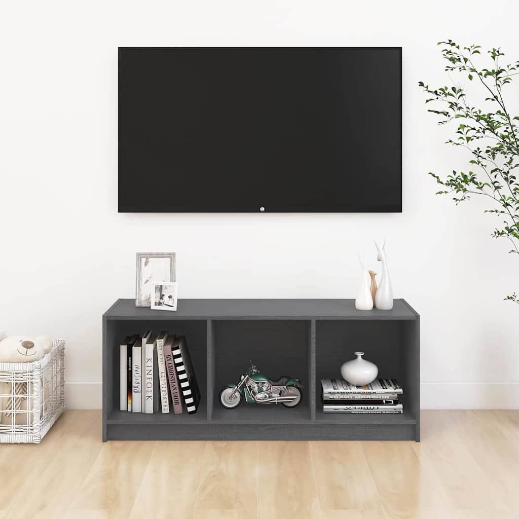 809962 vidaXL TV Cabinet Grey 104x33x41 cm Solid Wood Pine