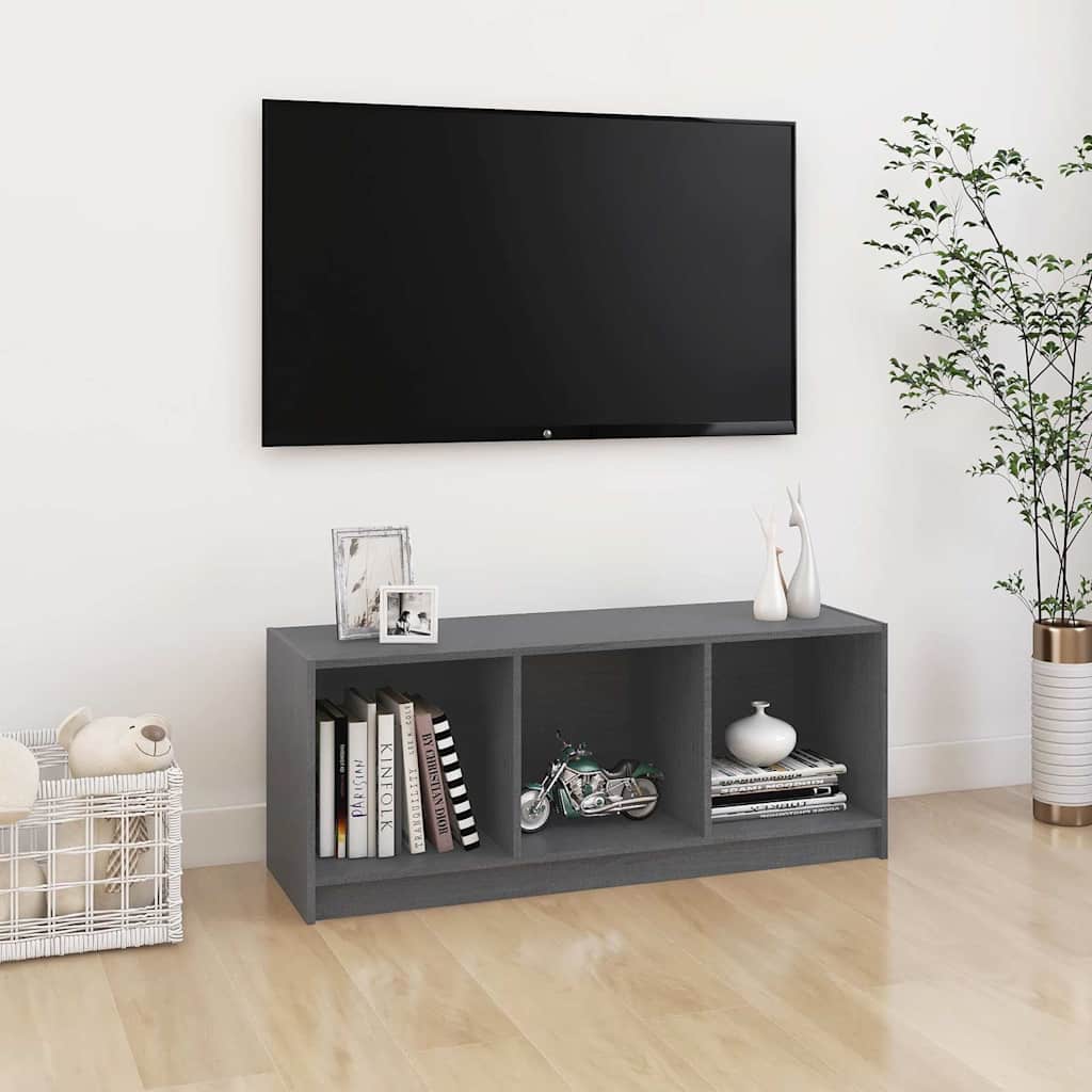 809962 vidaXL TV Cabinet Grey 104x33x41 cm Solid Wood Pine