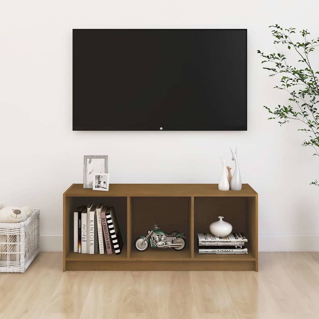 809963 vidaXL TV Cabinet Honey Brown 104x33x41 cm Solid Wood Pine
