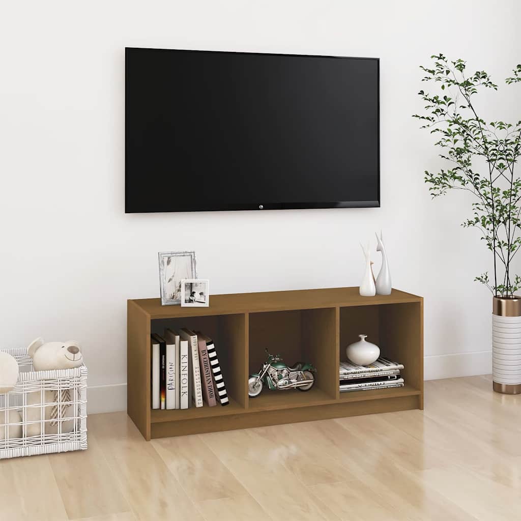 809963 vidaXL TV Cabinet Honey Brown 104x33x41 cm Solid Wood Pine