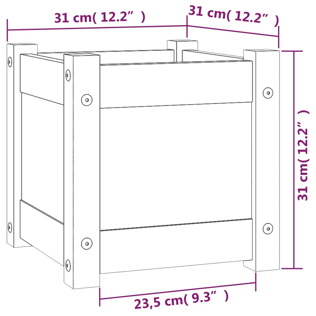 Tuinbakken 2 stuks 31x31x31 cm Massief grenenhout