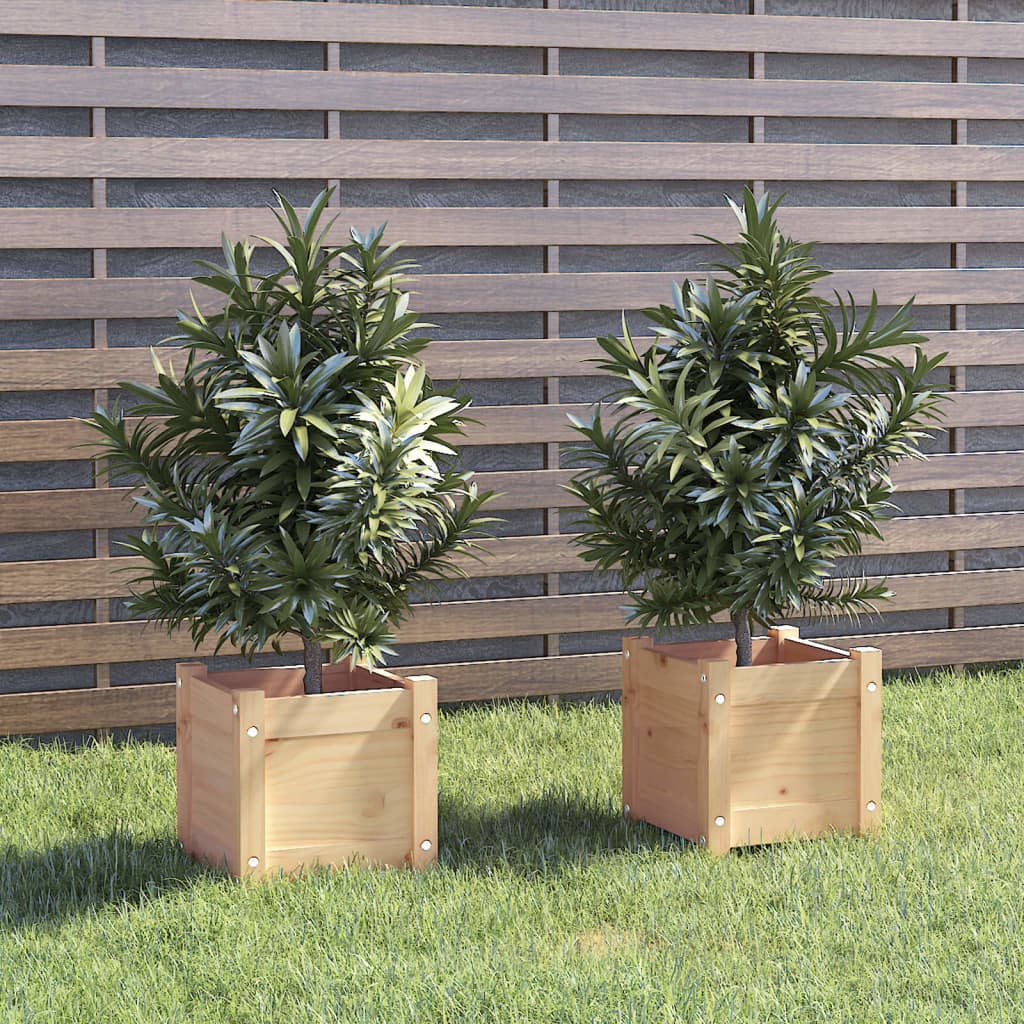 vidaXL Garden Planters 2 pcs 31x31x31 cm Solid Pinewood