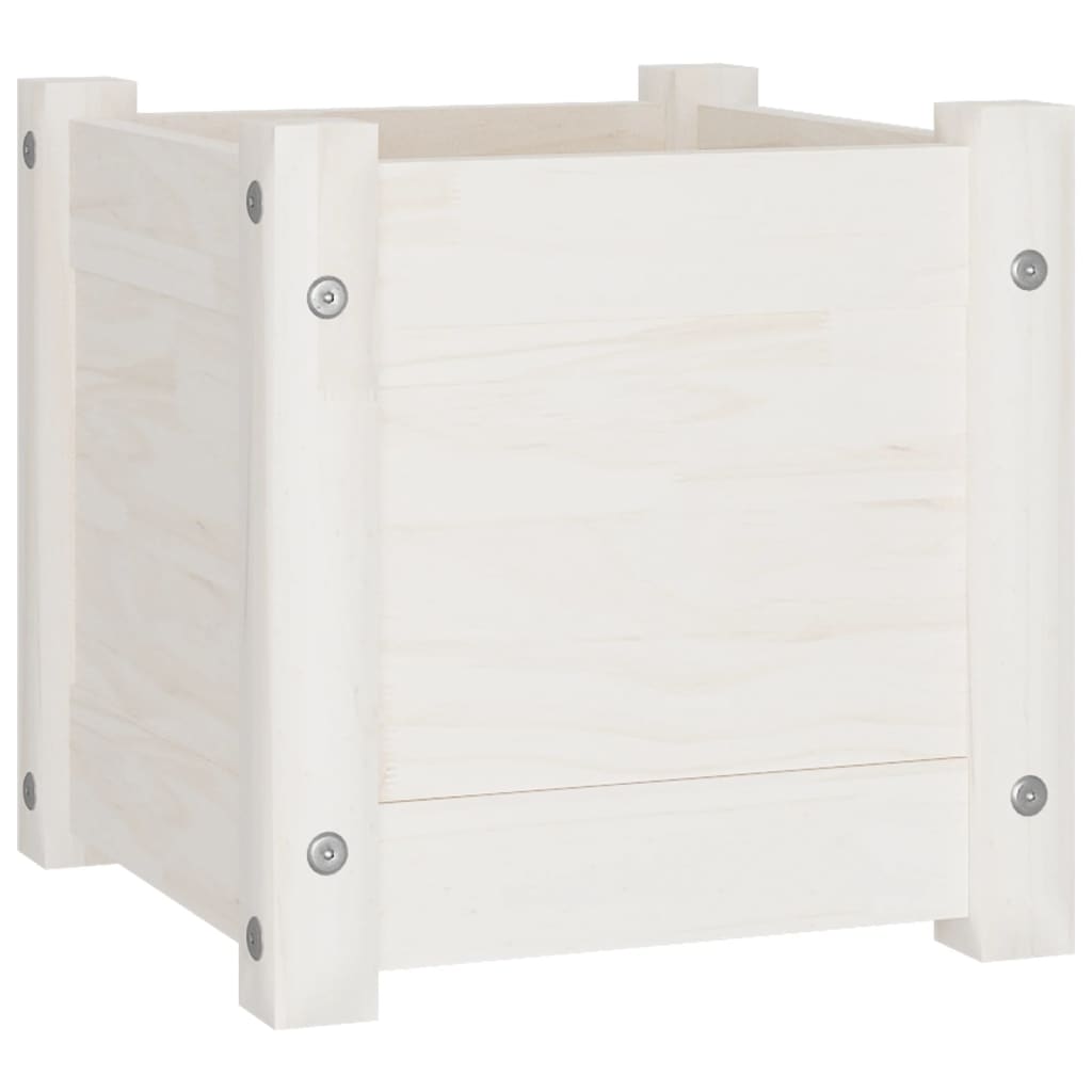 vidaXL Garden Planter White 31x31x31 cm Solid Pinewood