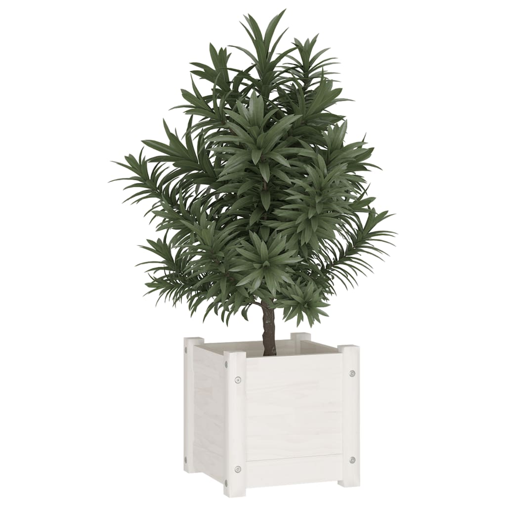 vidaXL Garden Planter White 31x31x31 cm Solid Pinewood