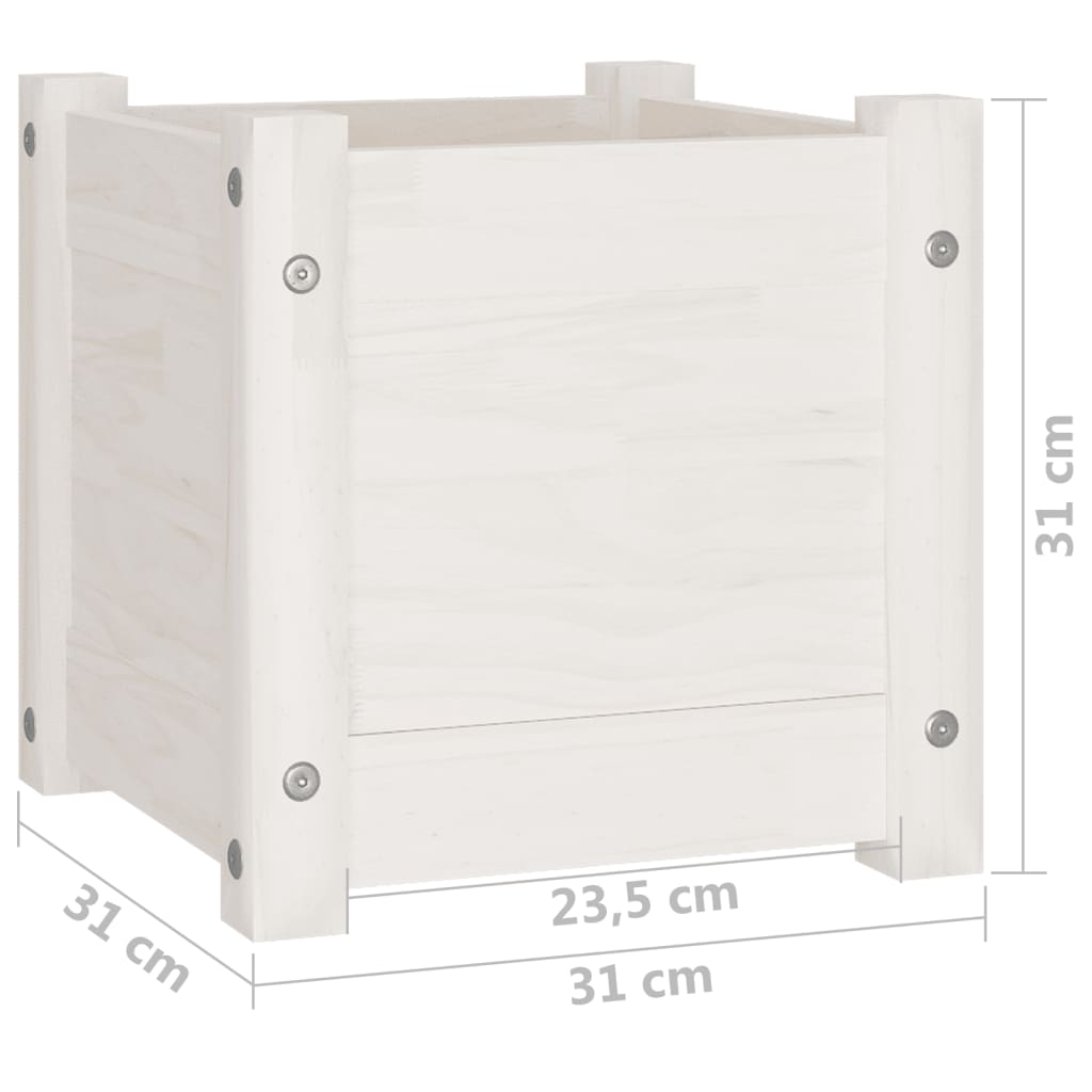 vidaXL Garden Planter White 31x31x31 cm Solid Pinewood