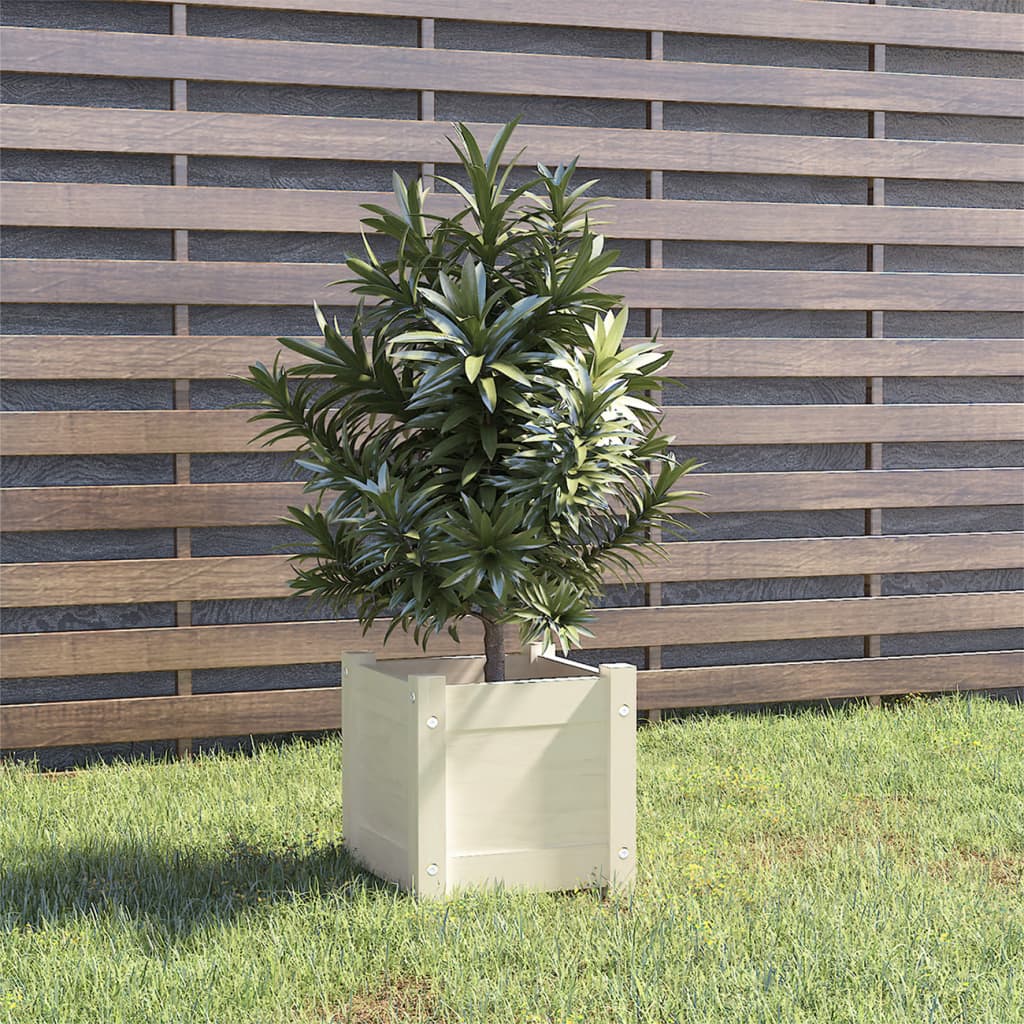 vidaXL Garden Planter White 31x31x31 cm Solid Pinewood