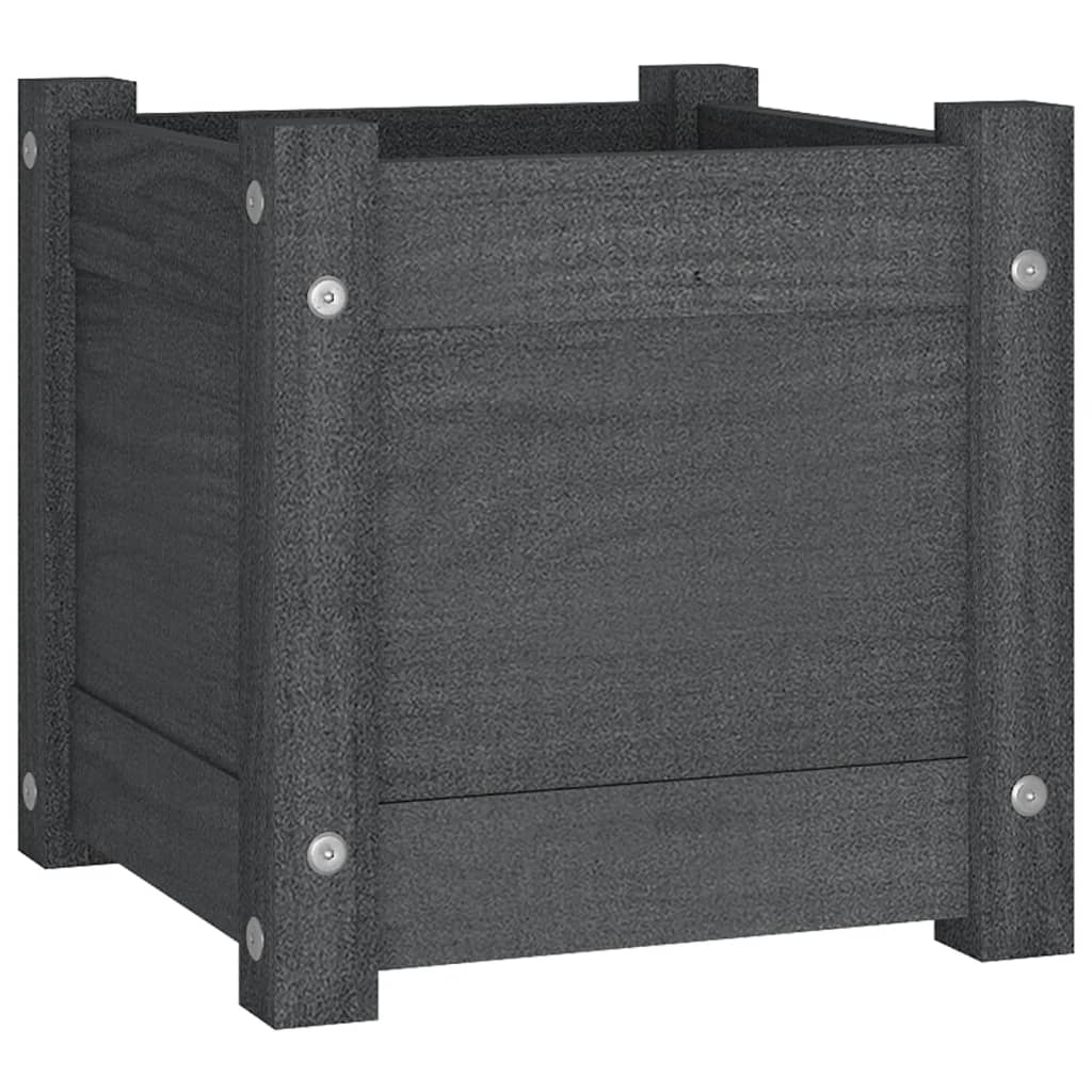 Tuinbak grijs 31x31x31 cm massief grenenhout