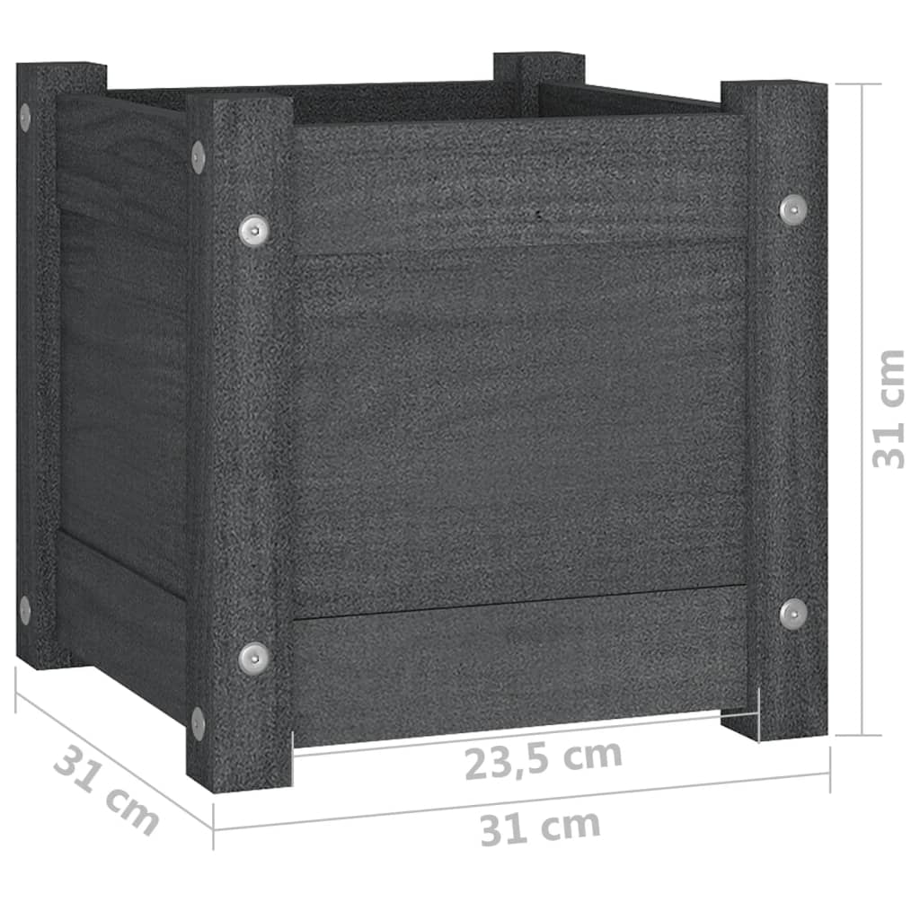 Jardinière Grise 31x31x31 cm Pin Massif