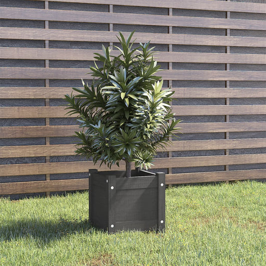 Tuinbak grijs 31x31x31 cm massief grenenhout