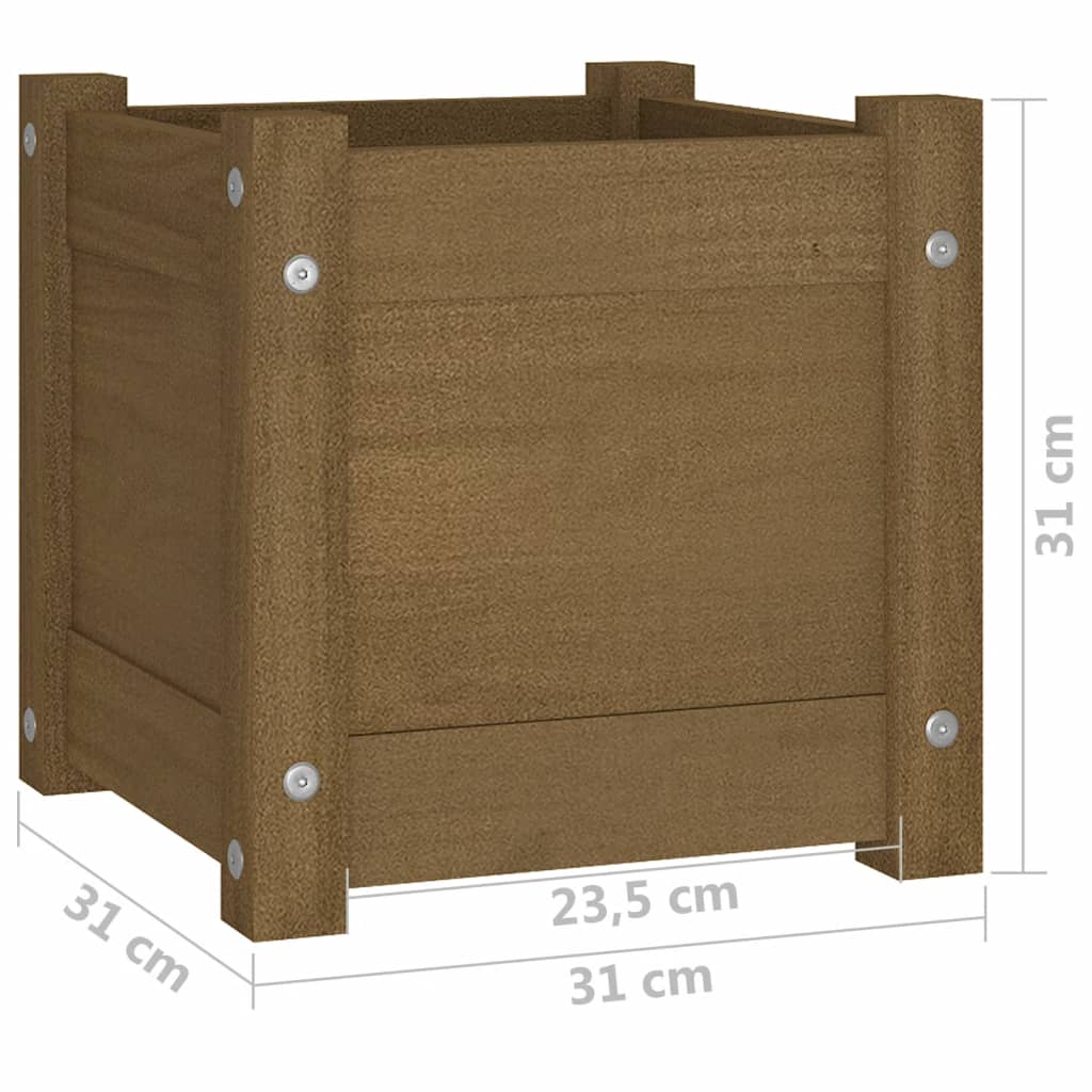 Tuinbak Honey Brown 31x31x31 cm massief grenenhout