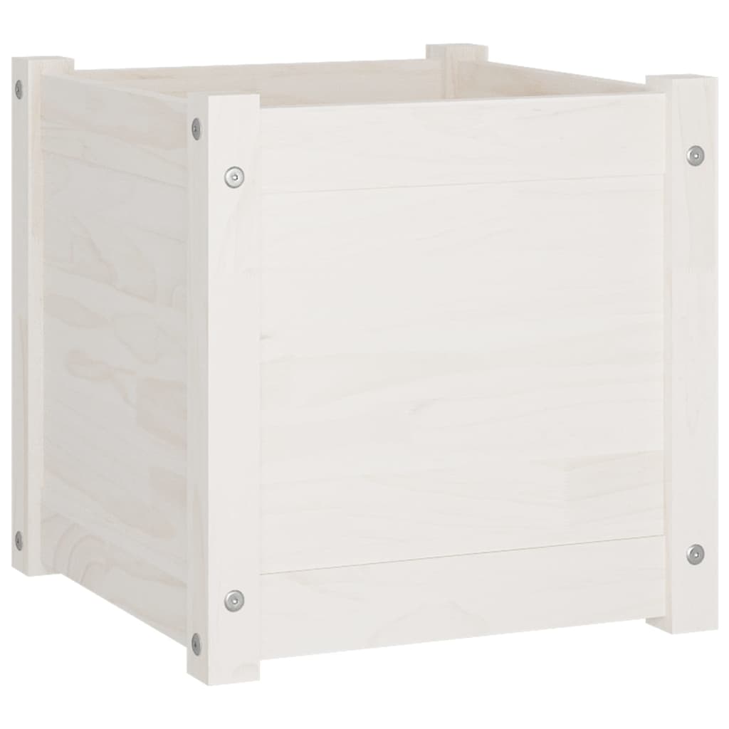 vidaXL Garden Planter White 40x40x40 cm Solid Pinewood