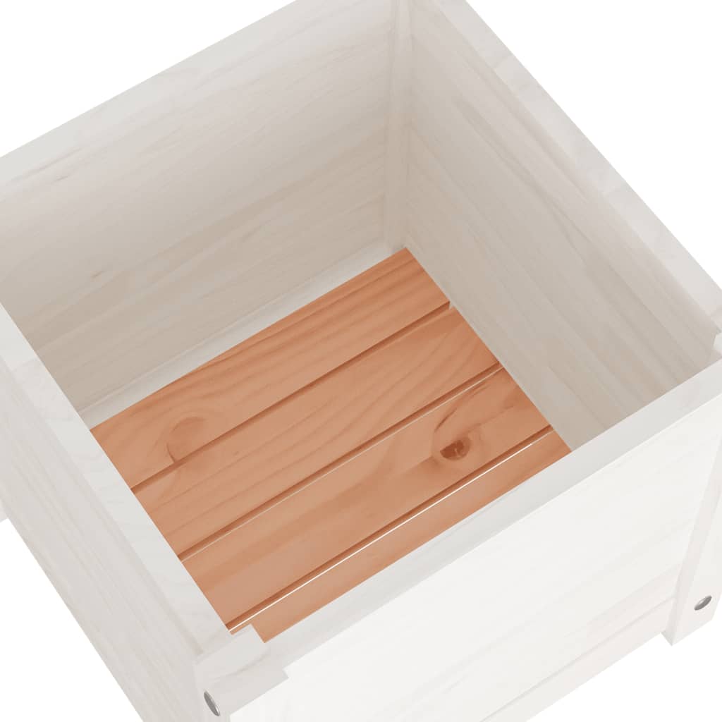 vidaXL Garden Planter White 40x40x40 cm Solid Pinewood