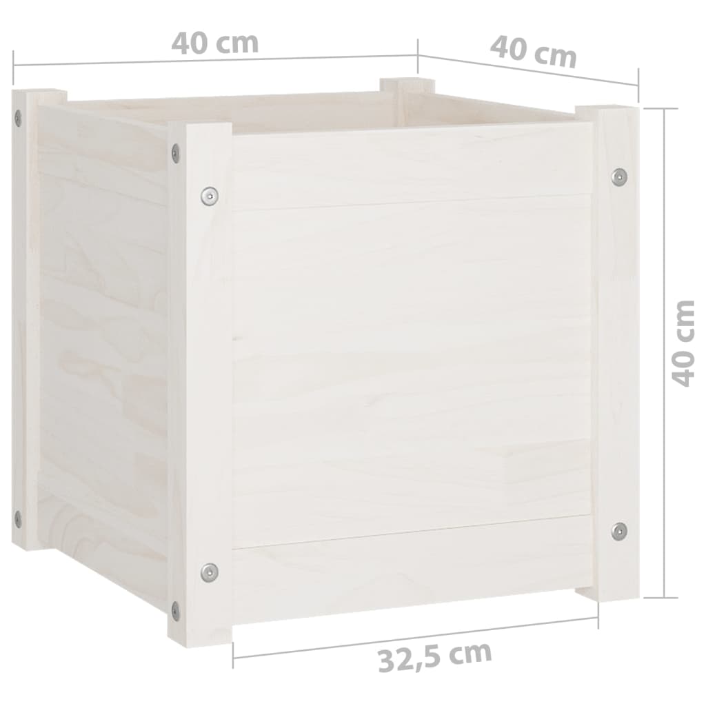 Tuinbak wit 40x40x40 cm massief grenenhout