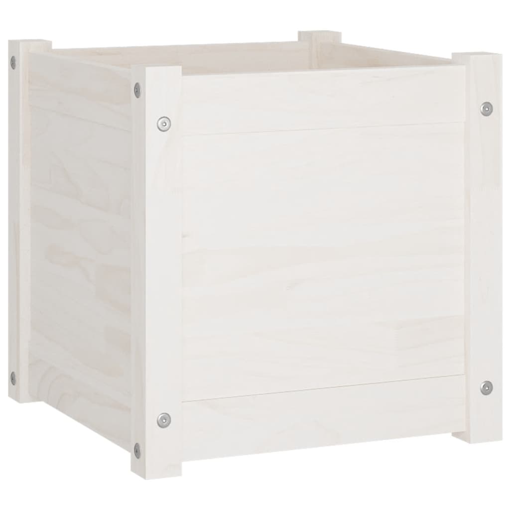 vidaXL Garden Planters 2 pcs White 40x40x40 cm Solid Pinewood