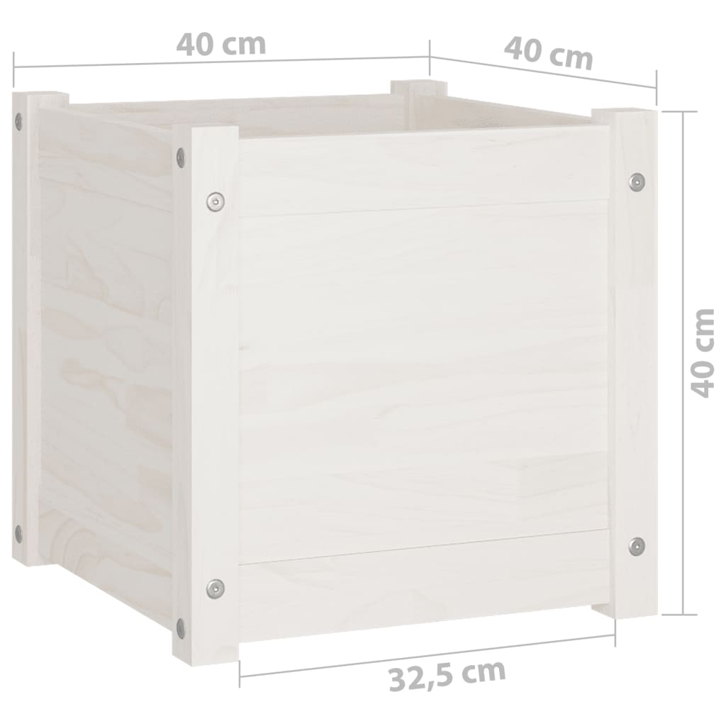 Tuinbakken 2 st Wit 40x40x40 cm Massief grenenhout