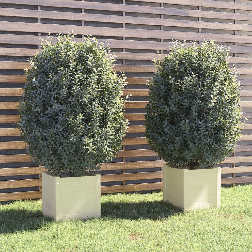 vidaXL Garden Planters 2 pcs White 40x40x40 cm Solid Pinewood