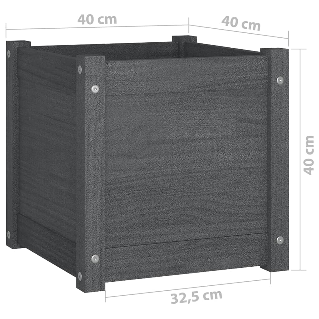 Tuinbakken 2 st Grijs 40x40x40 cm Massief grenenhout