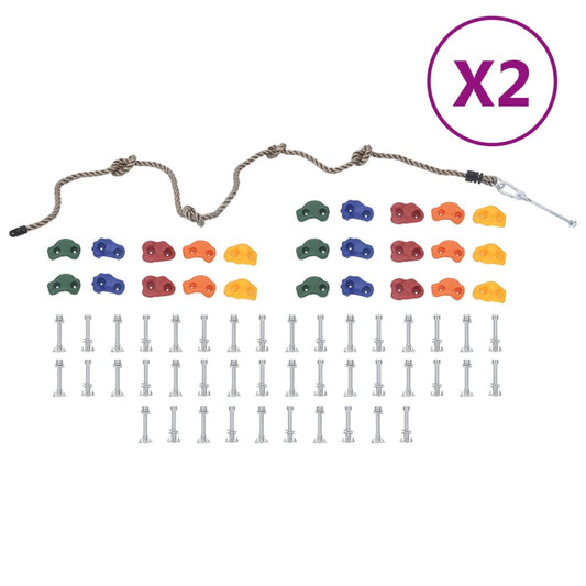 vidaXL Climbing Stones with Rope 50 pcs Multicolour