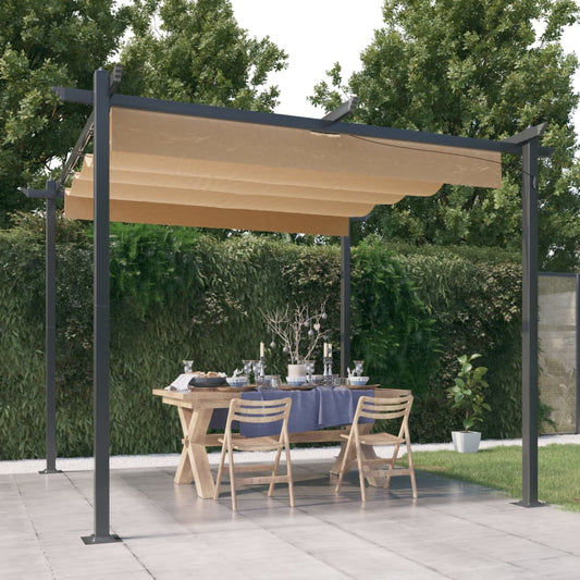 Garden Gazebo | Taupe | Powder-coated steel | 3x3 metres | Retractable