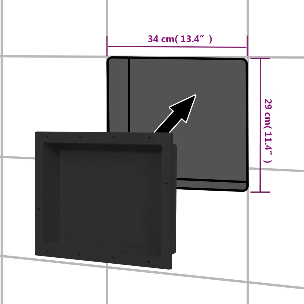 Shower Niche Matt Black 41x51x10 cm