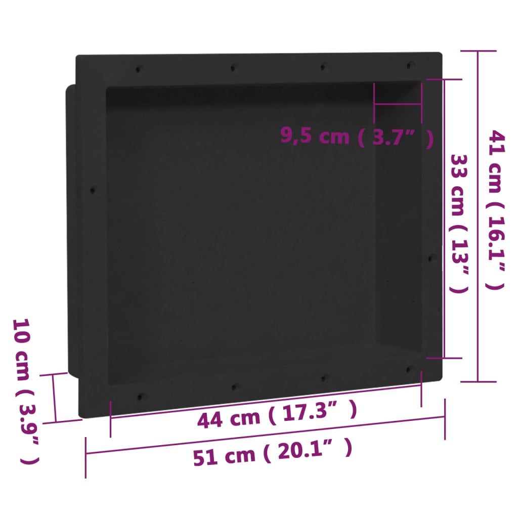 Shower Niche Matt Black 41x51x10 cm