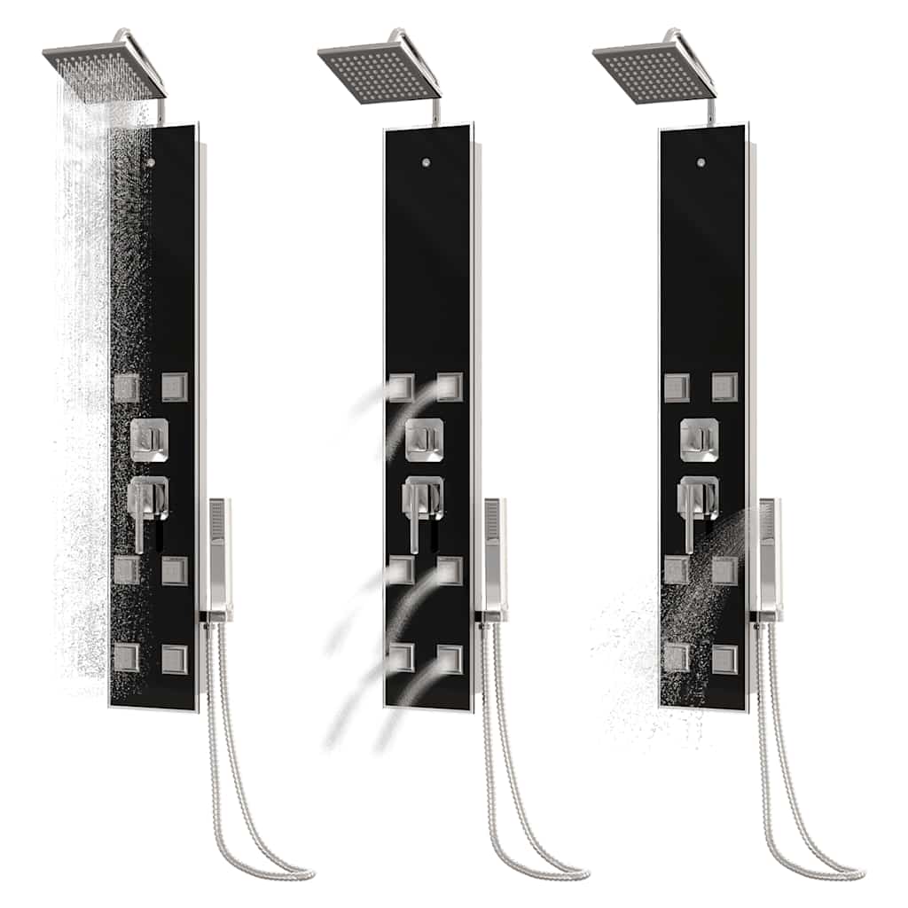 Shower Panel Unit Glass 18x45.5x130 cm Black