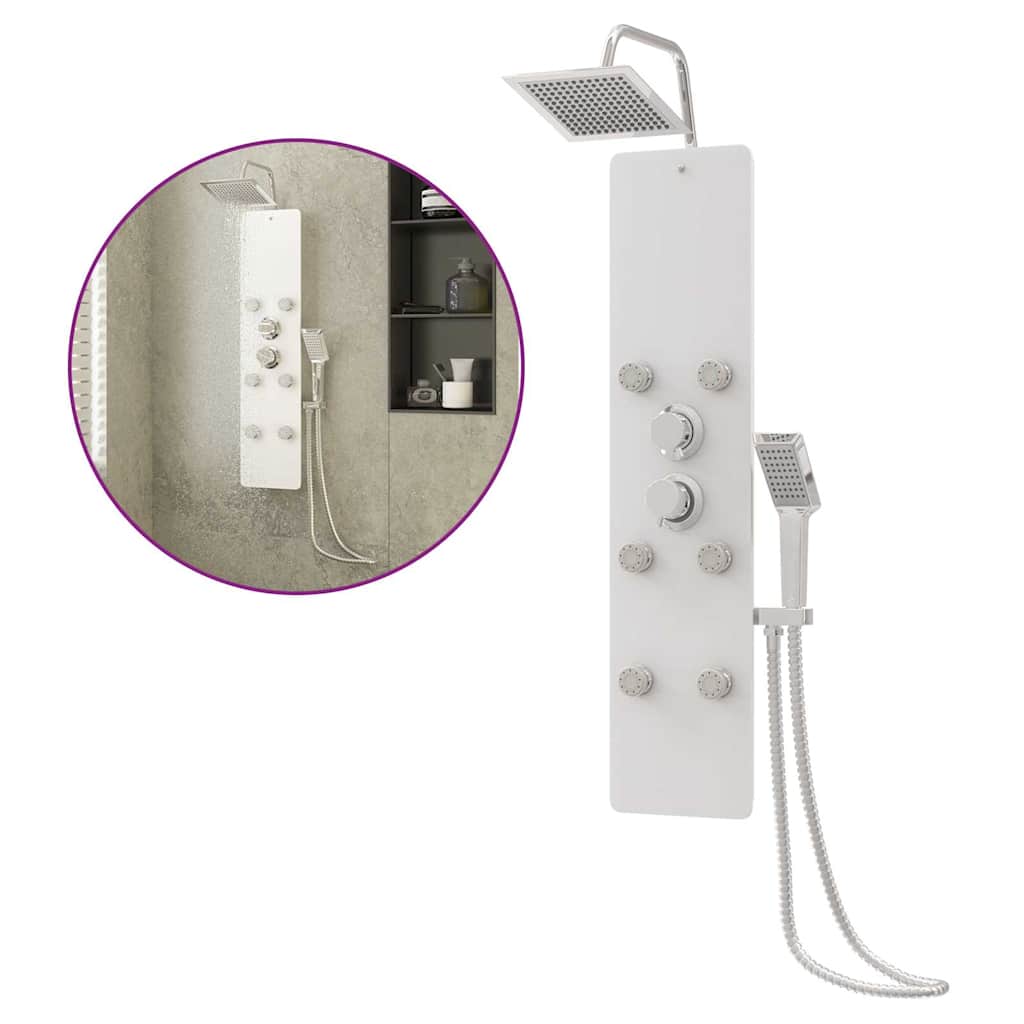 151419 vidaXL Shower Panel Unit Glass 25x47,5x130 cm White