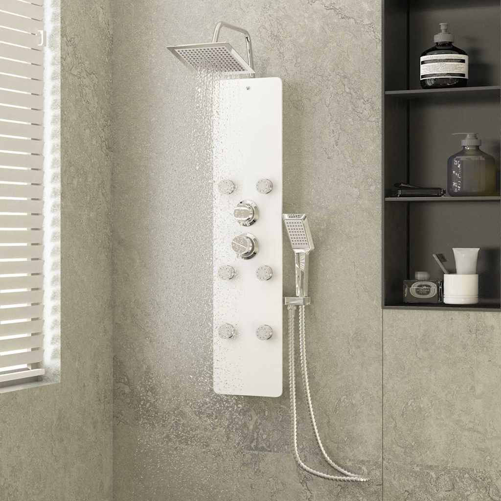 151419 vidaXL Shower Panel Unit Glass 25x47,5x130 cm White