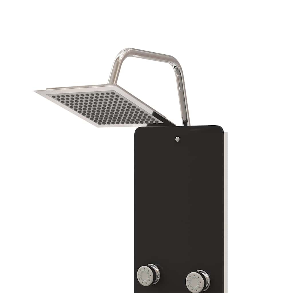 Shower Panel Unit Glass 25x47,5x130 cm Black