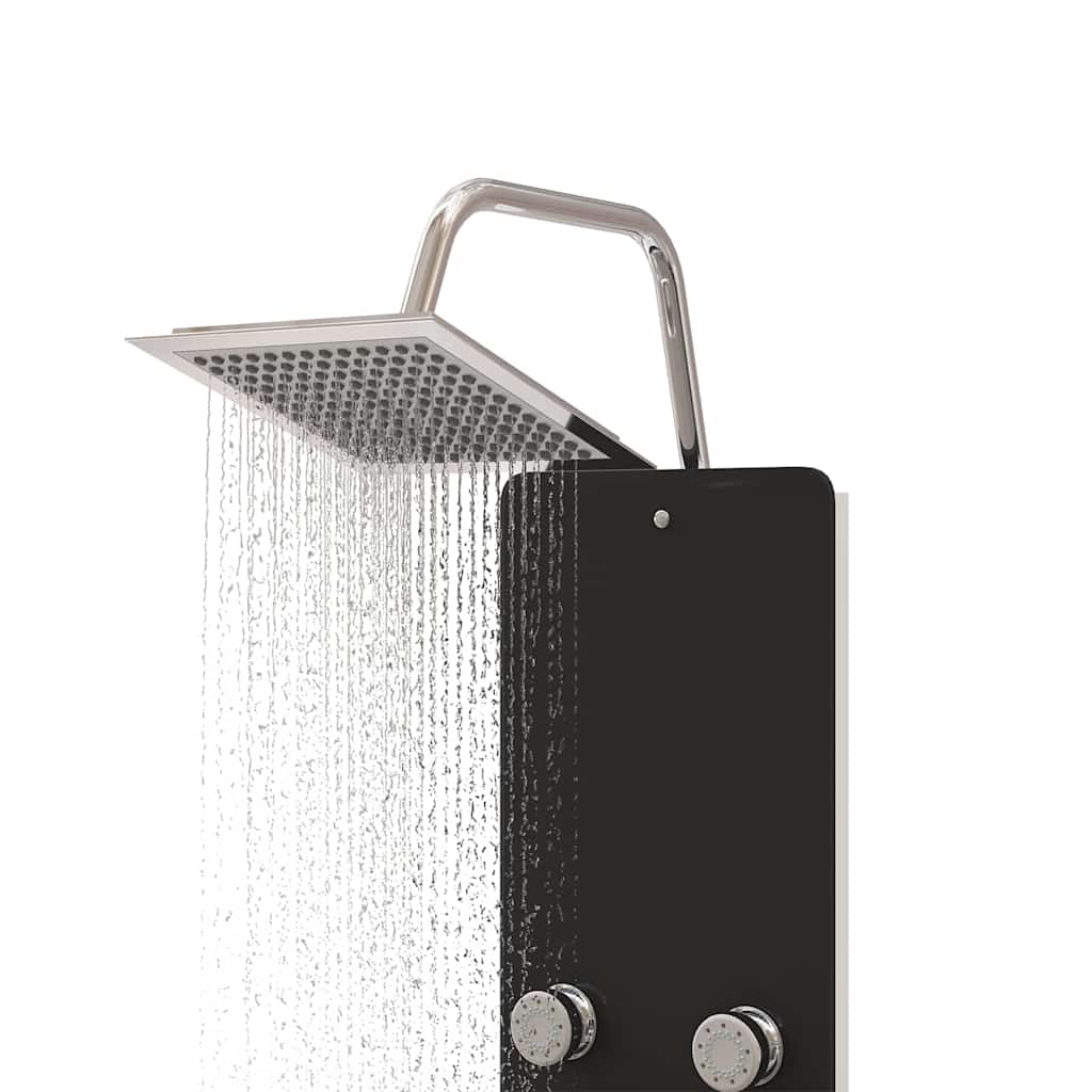 Shower Panel Unit Glass 25x47,5x130 cm Black