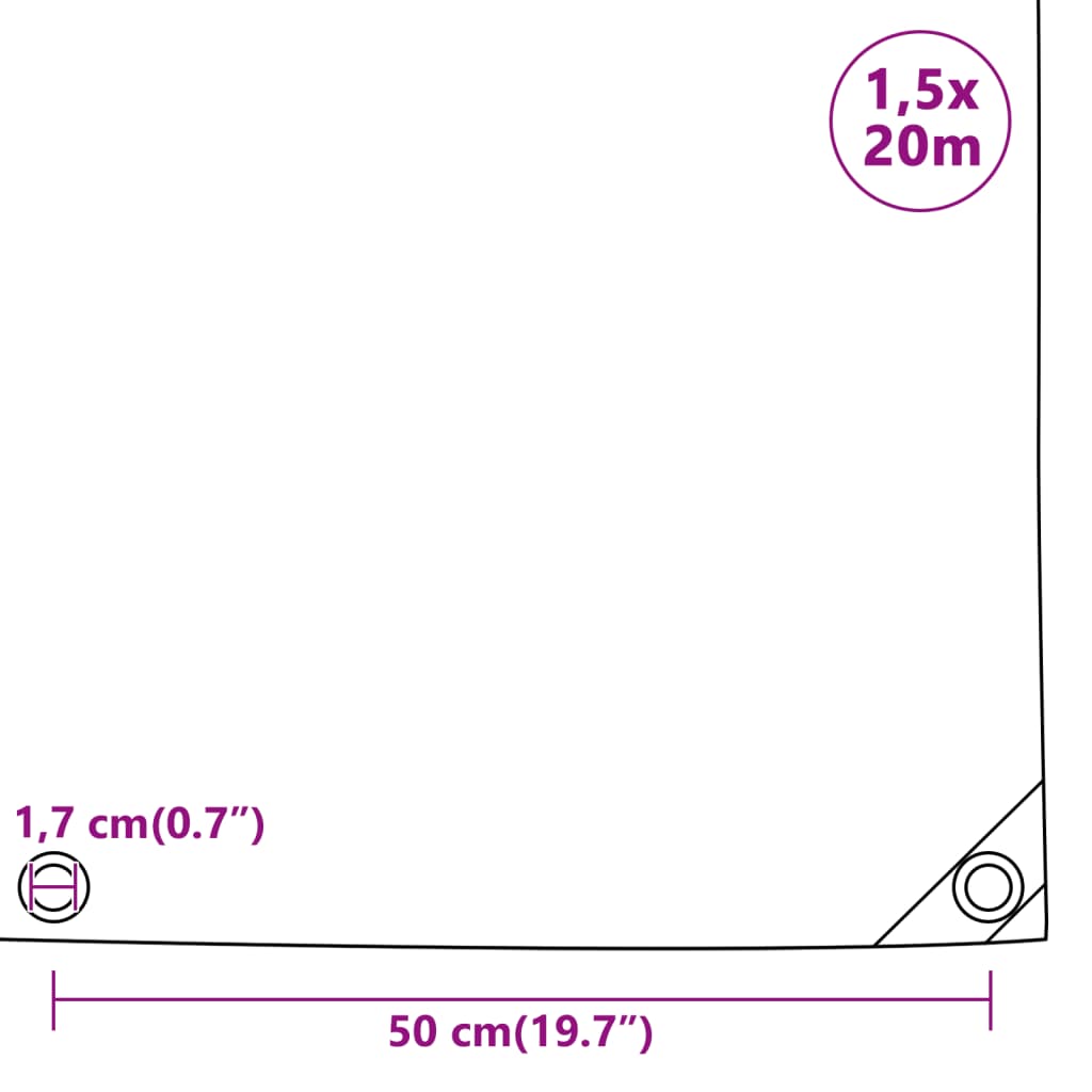 vidaXL Tarpaulin 650 g/m² 1.5x20 m