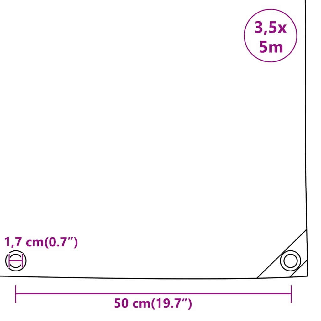 vidaXL Tarpaulin 650 g/m² 3.5x5 m