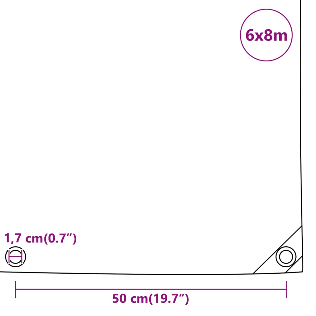 vidaXL Tarpaulin 650 g/m² 6x8 m