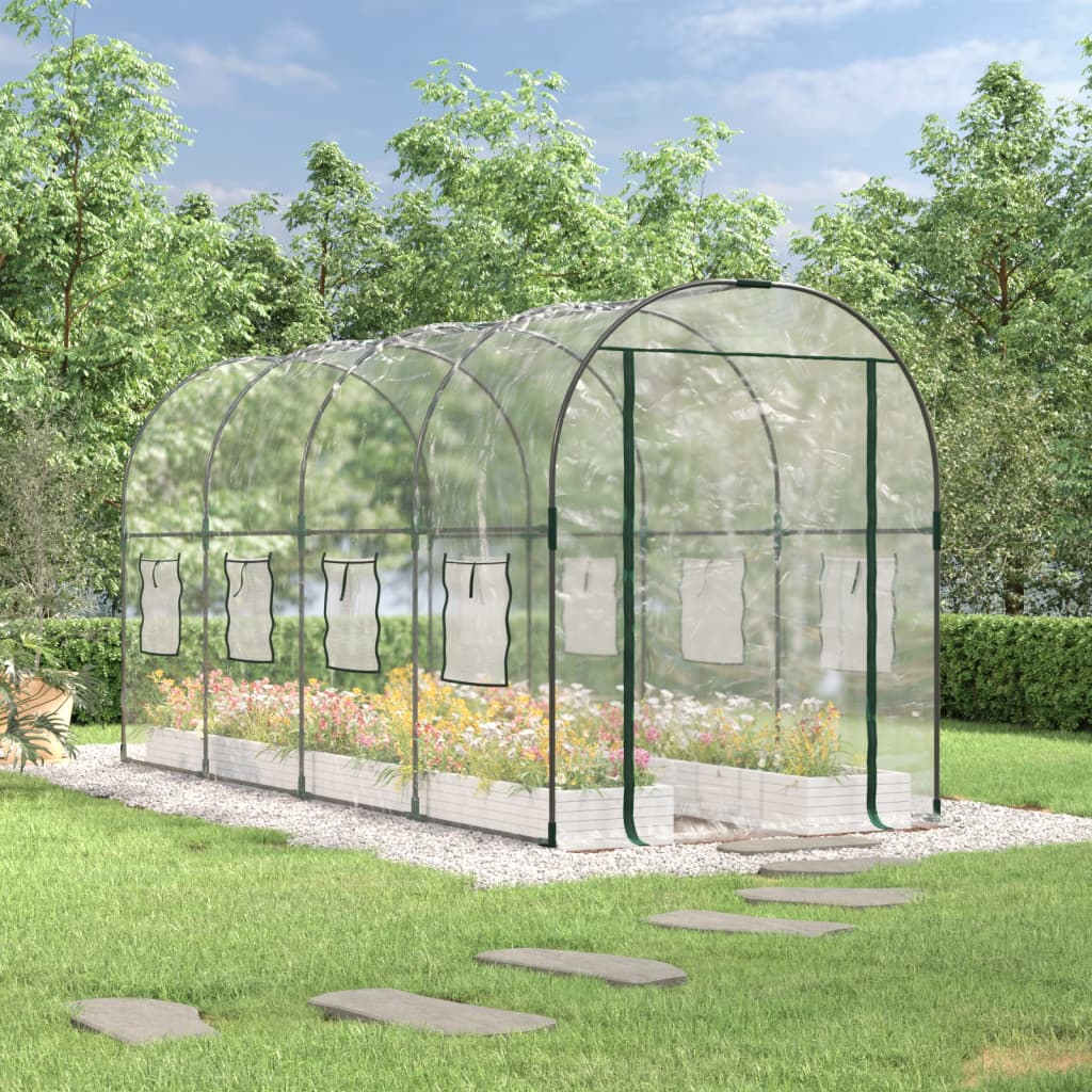 vidaXL Greenhouse Transparent 160x400x190 cm PVC&Powder-coated Steel