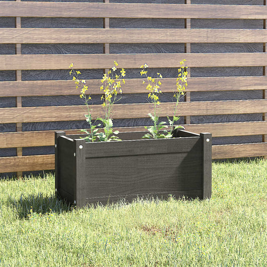 Tuinbak grijs 60x31x31 cm massief grenenhout