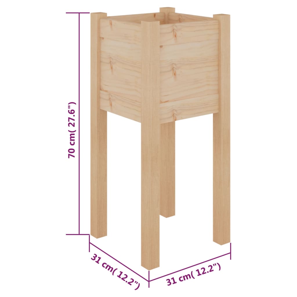 Tuinbak 31x31x70 cm massief grenenhout