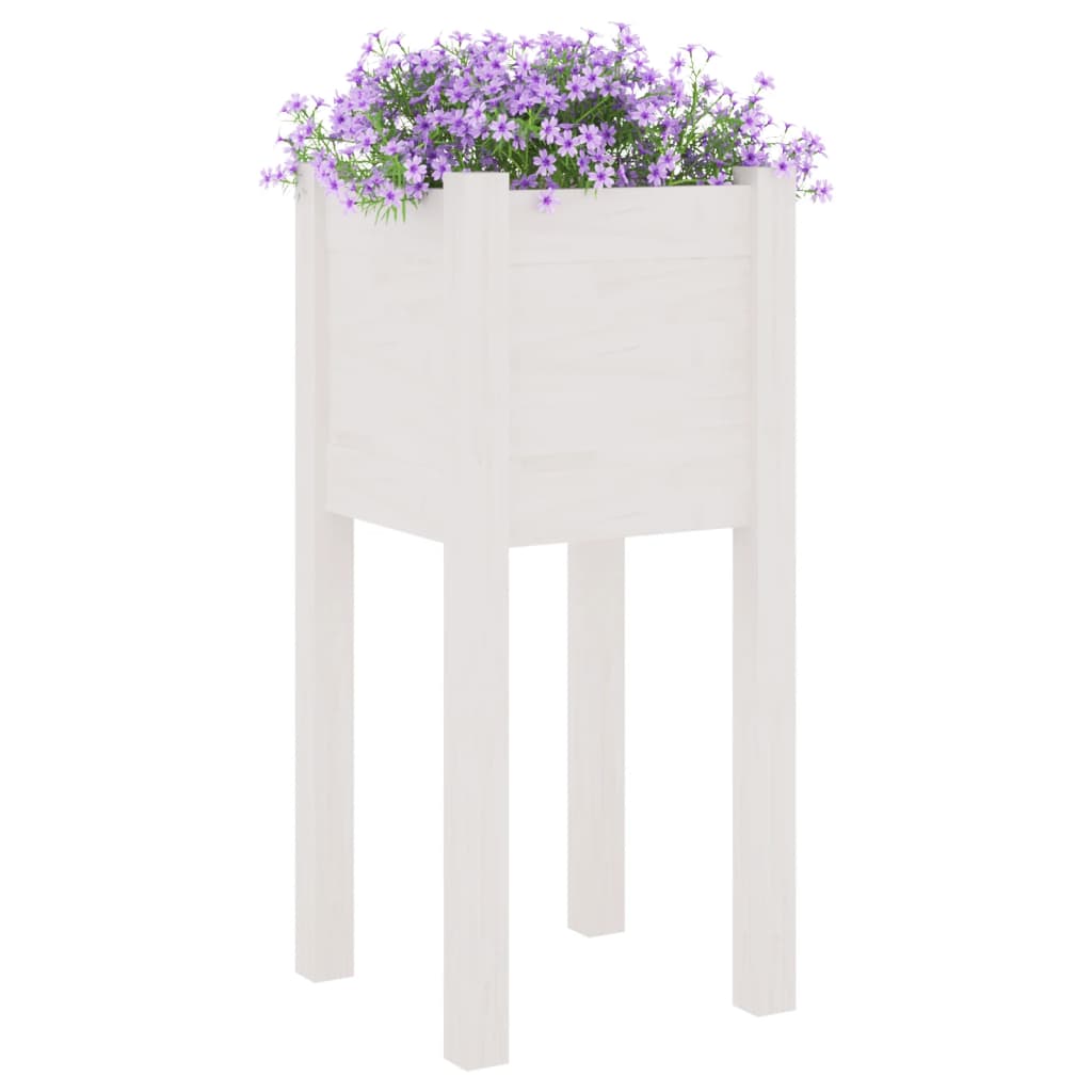 Tuinbak wit 31x31x70 cm massief grenenhout