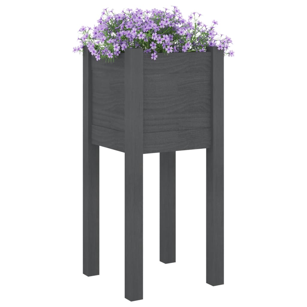 Tuinbak grijs 31x31x70 cm massief grenenhout