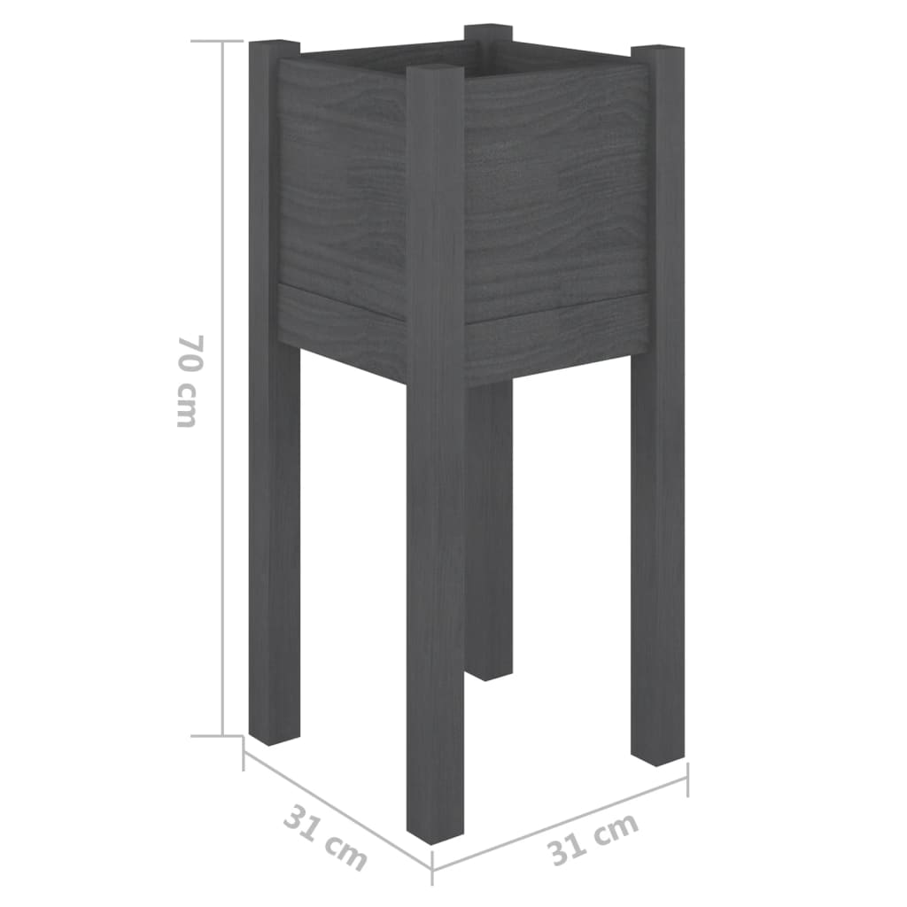 Tuinbak grijs 31x31x70 cm massief grenenhout