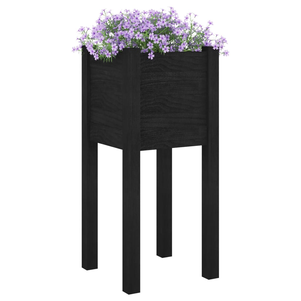 Tuinbak 31x31x70 cm zwart massief grenenhout