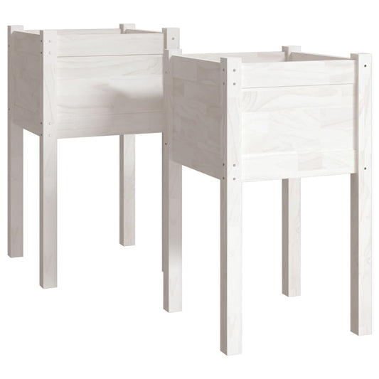 vidaXL Garden Planters 2 pcs White 40x40x70 cm Solid Pinewood