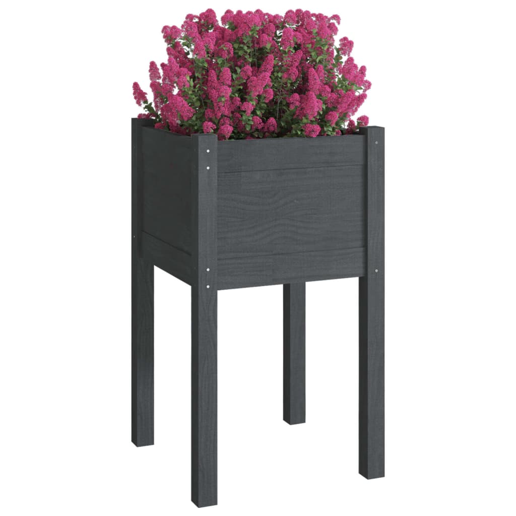 vidaXL Garden Planter Grey 40x40x70 cm Solid Pinewood