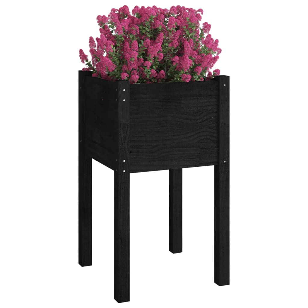 vidaXL Garden Planter Black 40x40x70 cm Solid Pinewood