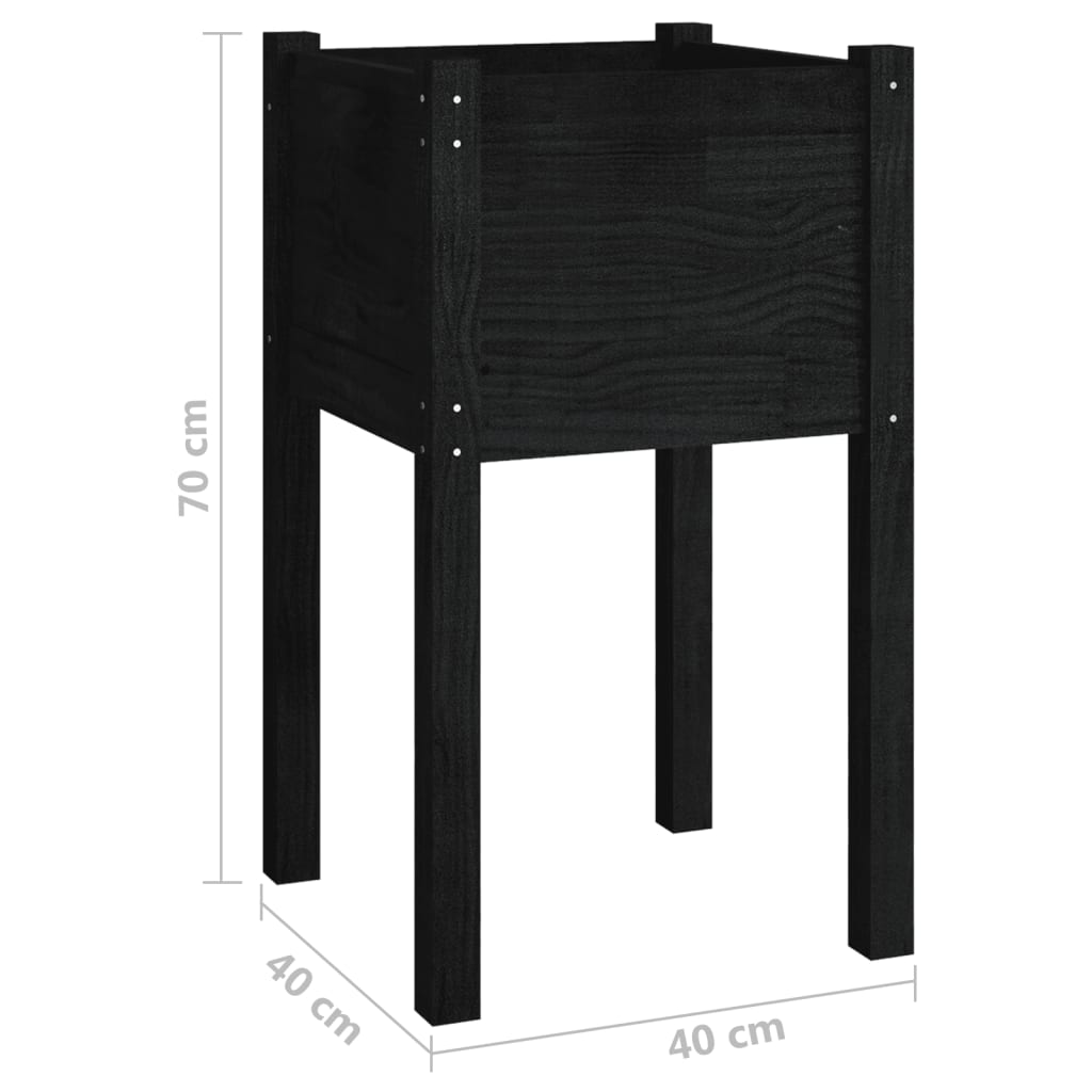 vidaXL Garden Planter Black 40x40x70 cm Solid Pinewood