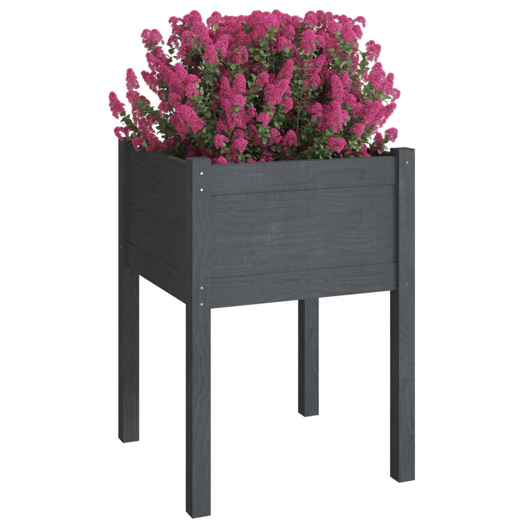 vidaXL Garden Planters 2 pcs Grey 50x50x70 cm Solid Pinewood