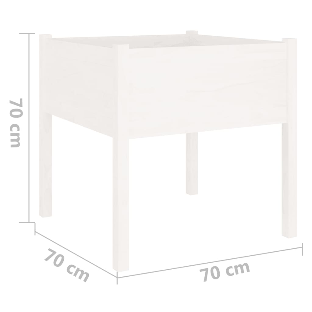 Tuinbak wit 70x70x70 cm massief grenenhout