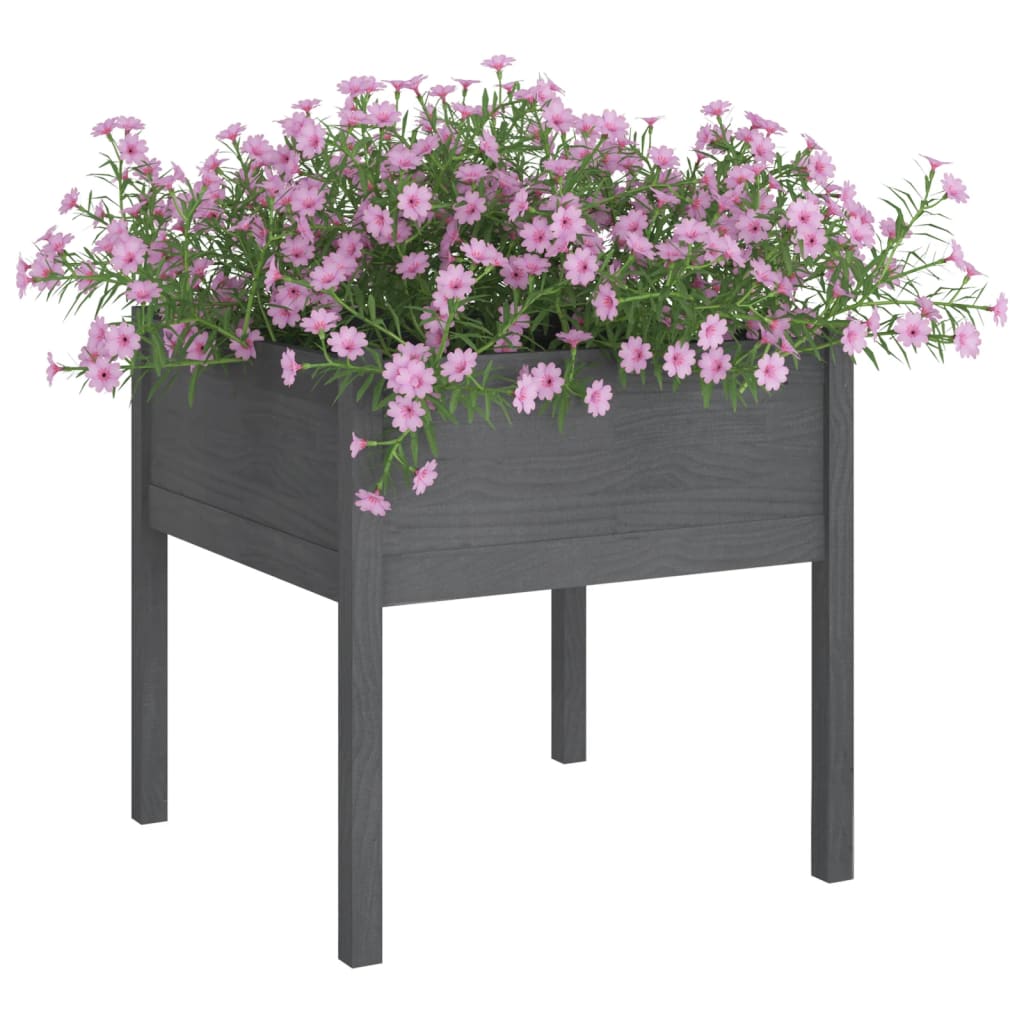 vidaXL Garden Planters 2 pcs Grey 70x70x70 cm Solid Pinewood