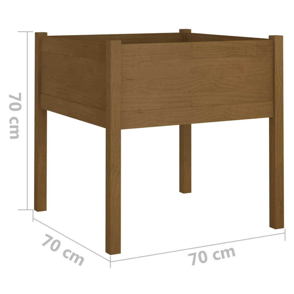 Tuinbak Honey Brown 70x70x70 cm massief grenenhout