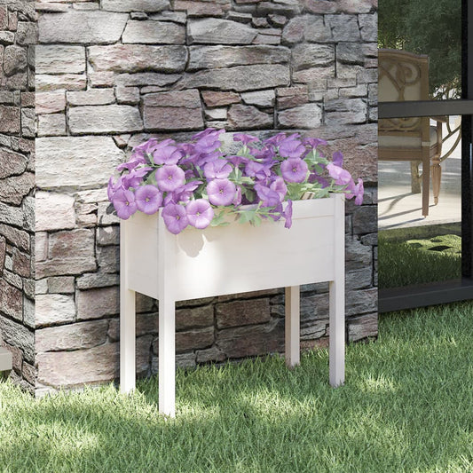 vidaXL Garden Planter White 70x31x70 cm Solid Pinewood